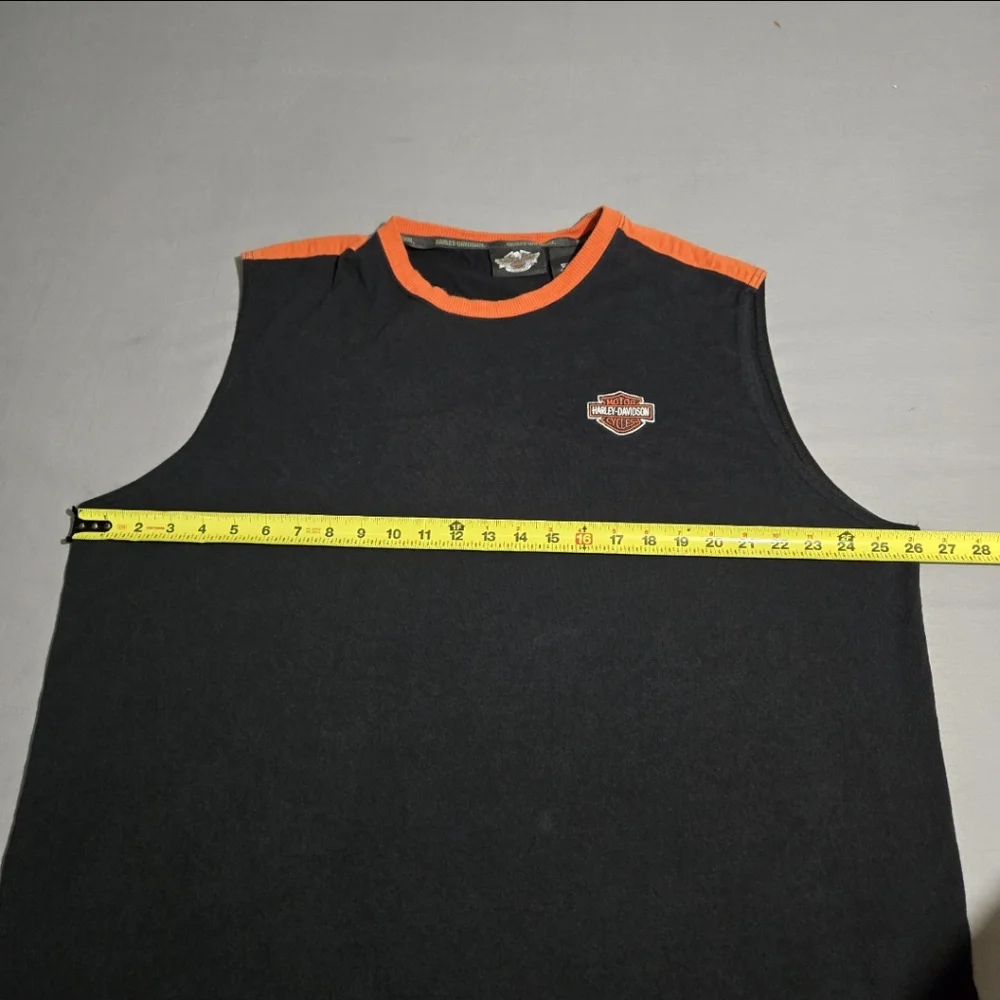 VINTAGE Harley Davidson Tank Top Mens XXL Black Eagle Checkered Flag Embroidered - Picture 5 of 11